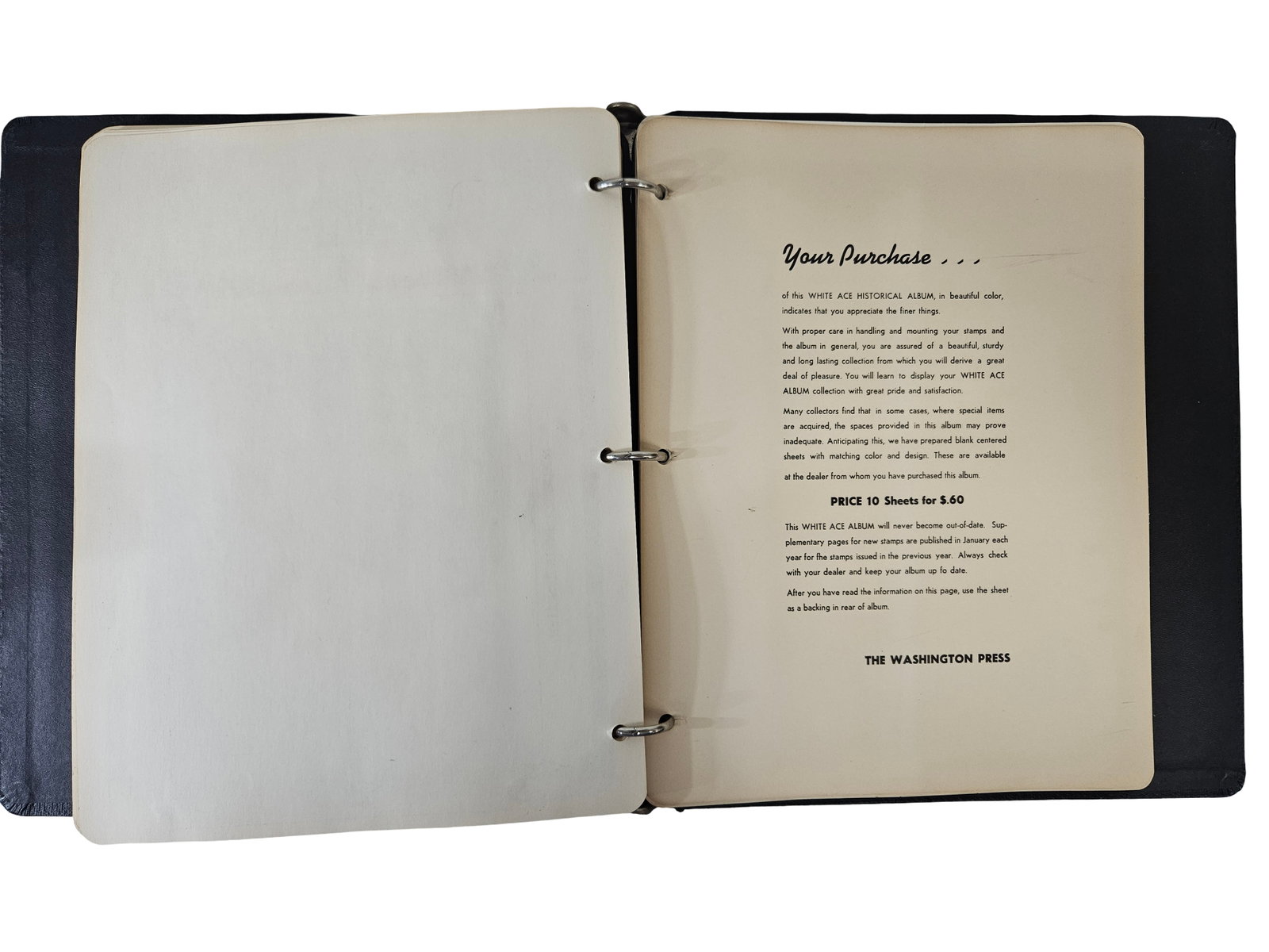 White Ace Israel Stamp Album 1948 Issues: This White Ace Historical Album features a collection of Israel postal issues starting from the 1948 independence era. The binder includes descriptive pages for various series, such as the Postage