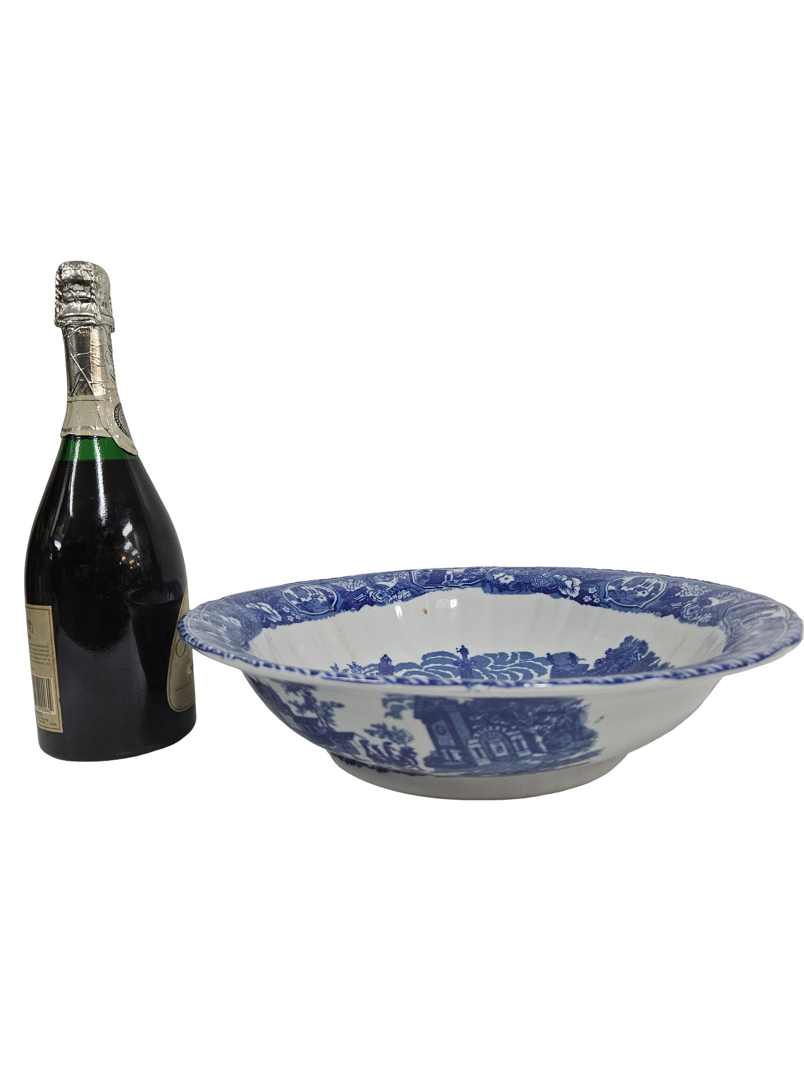 Large Blue Transferware Estate Basin - 3