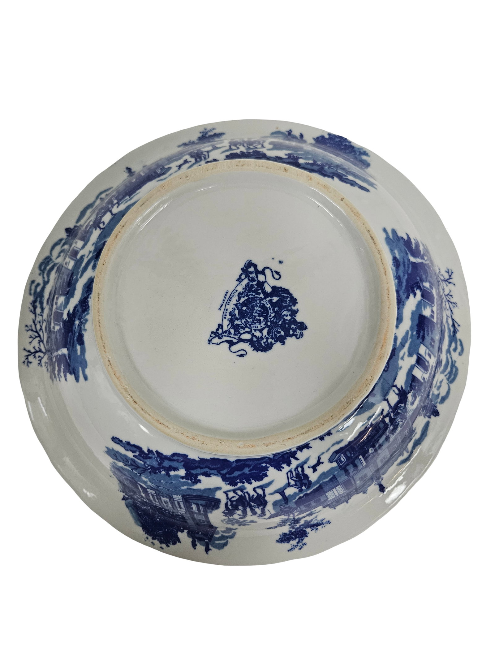 Large Blue Transferware Estate Basin - 7