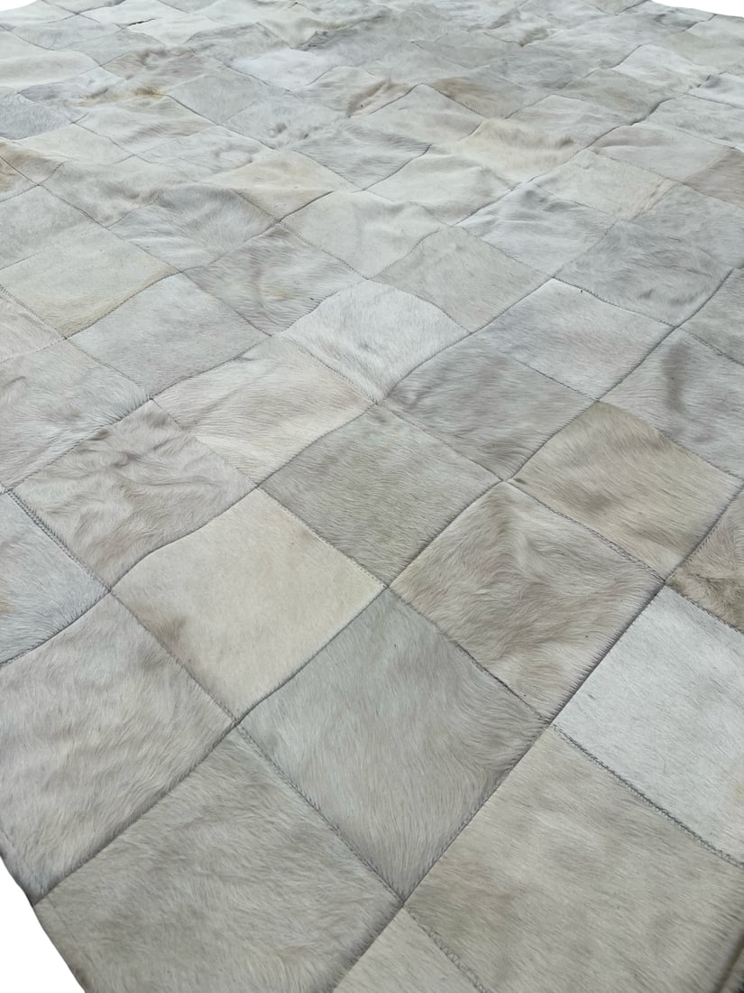 Modern Neutral Patchwork Cowhide Rug - 5