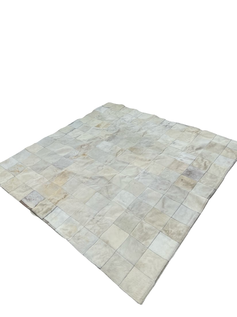 Modern Neutral Patchwork Cowhide Rug - 7