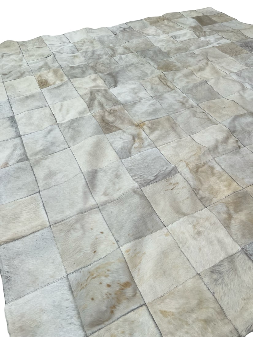 Modern Neutral Patchwork Cowhide Rug - 8