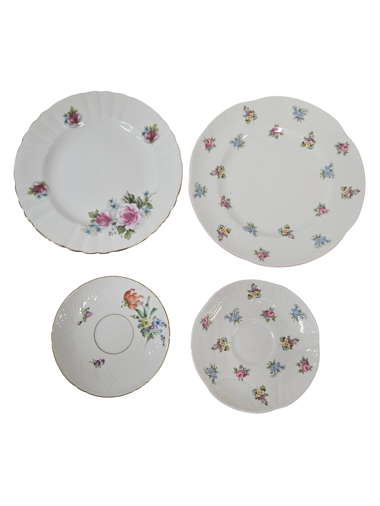 Assorted Floral Fine China Plates, 4pc (1 of 9)