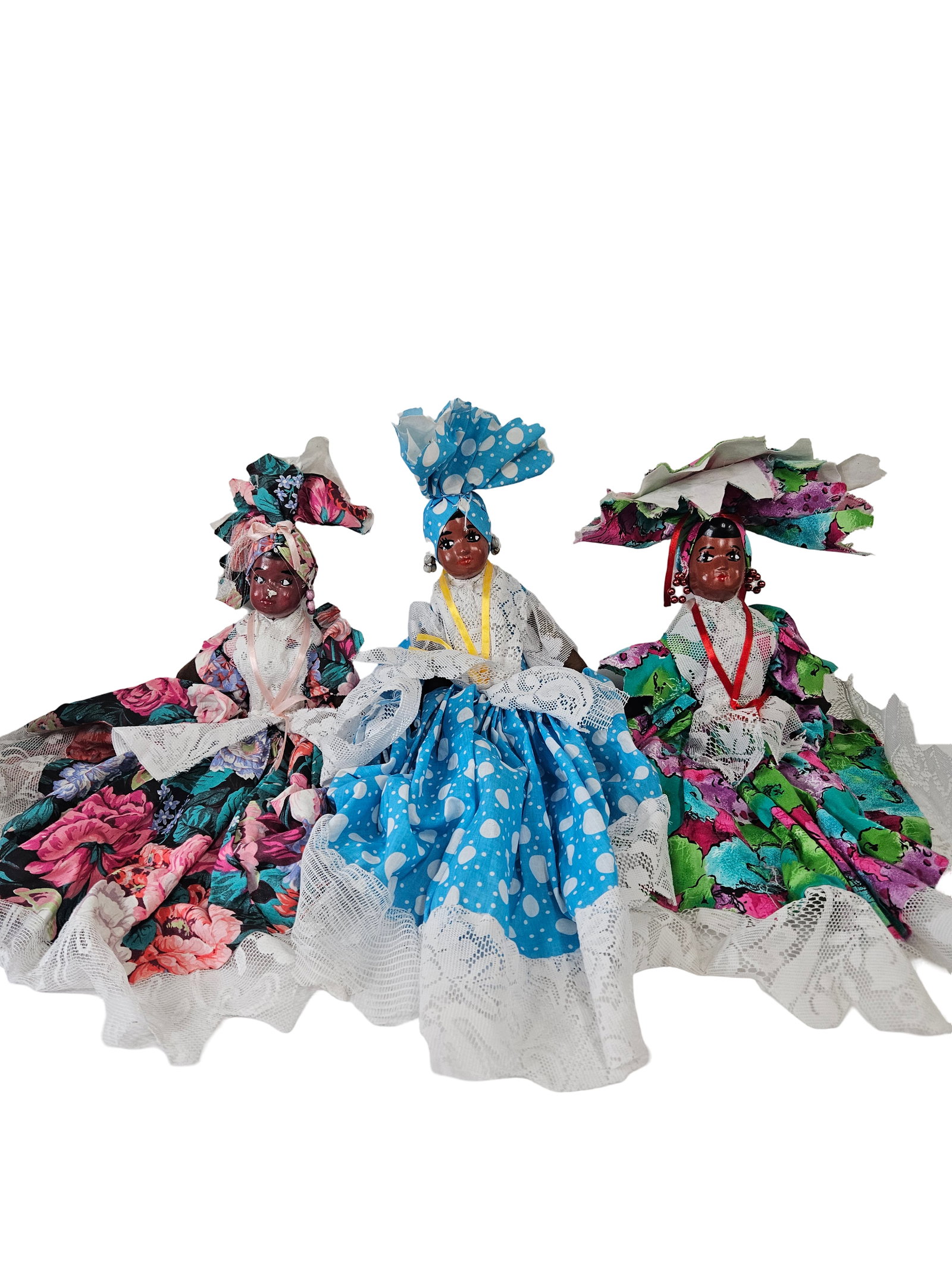 Three Vintage Caribbean Style Folk Dolls (1 of 6)