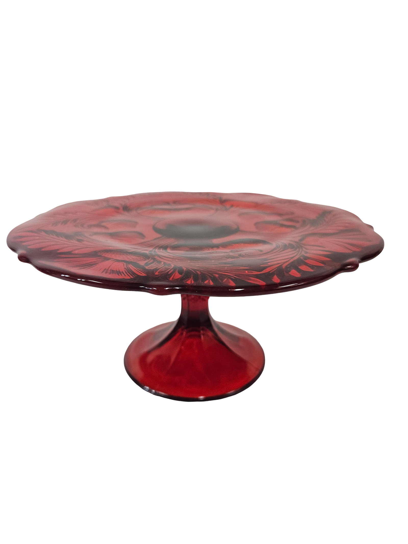 Ruby Red Glass Cake Stand and Basket - 3