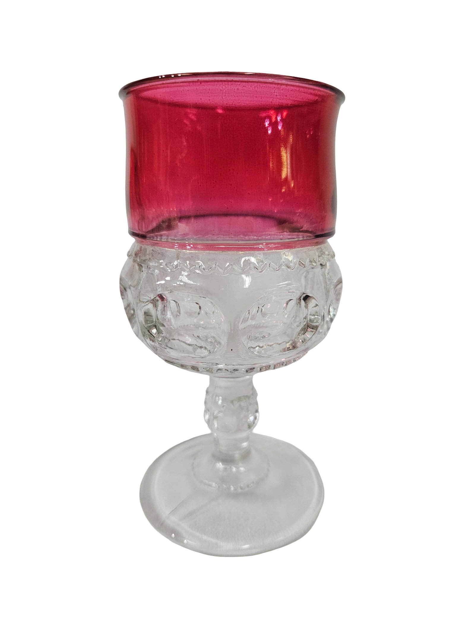 Ruby Stained Pressed Glass Stemware Set - 4