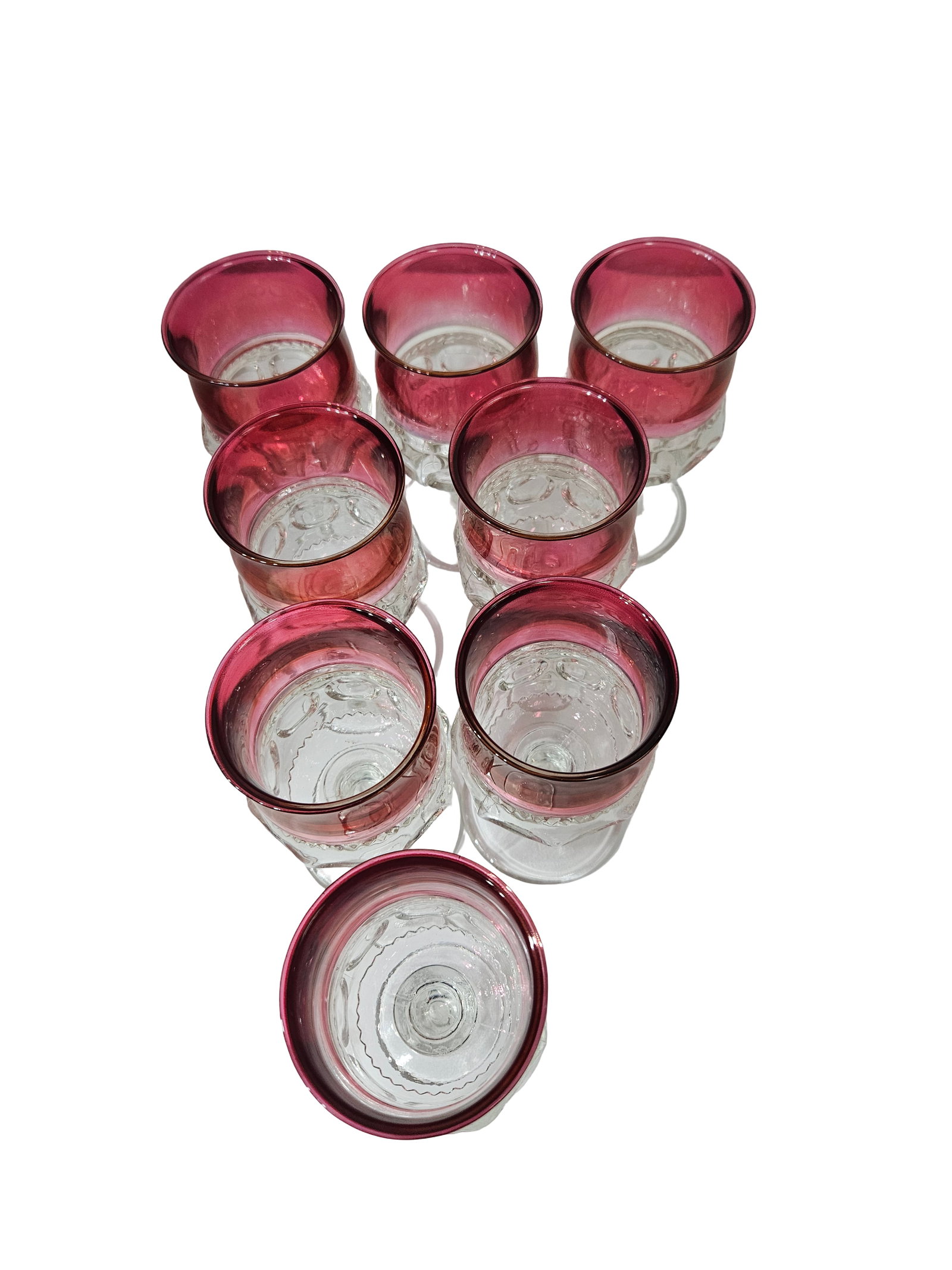 Ruby Stained Pressed Glass Stemware Set - 5
