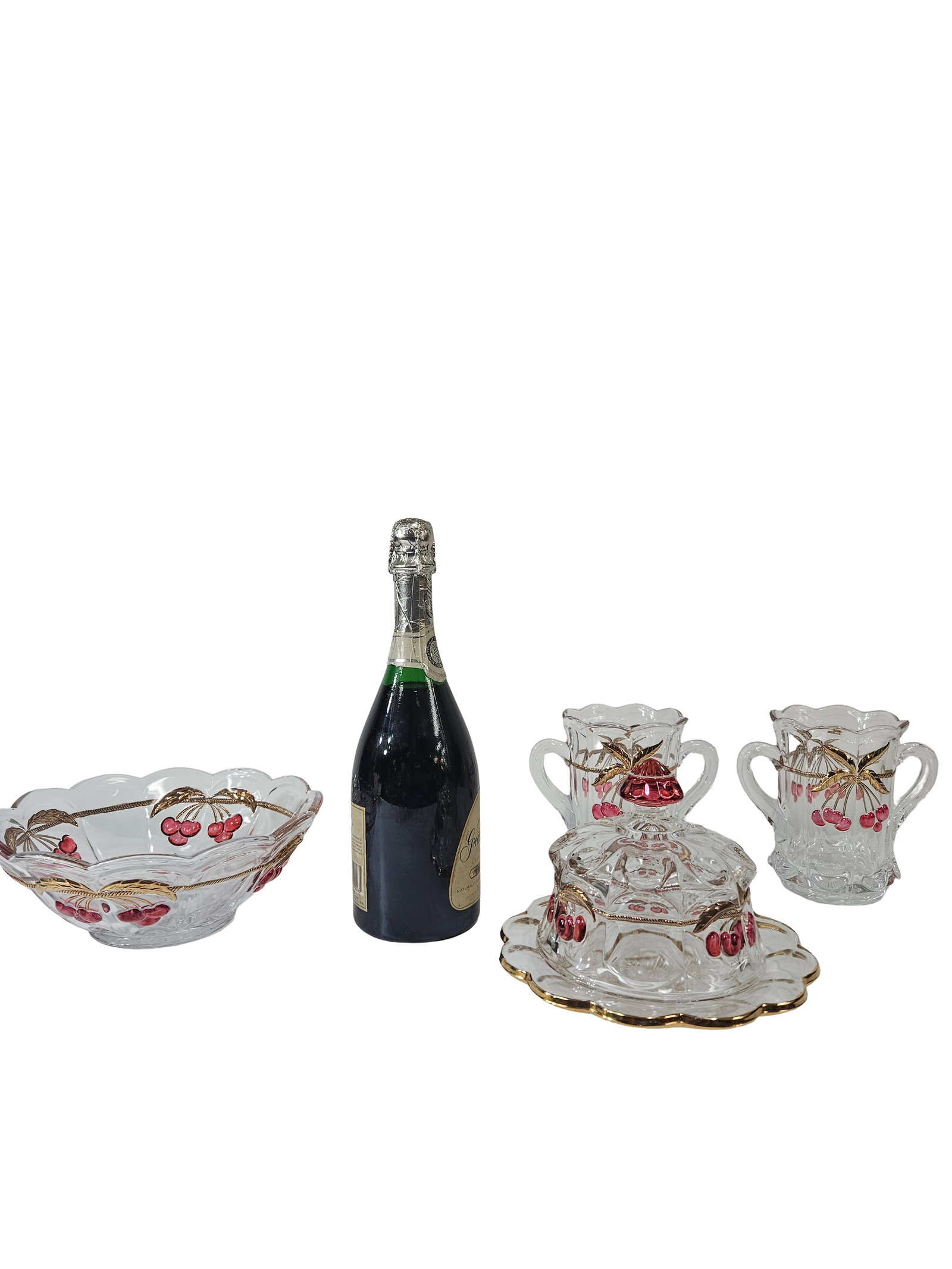 Vintage Cherry Pattern Glass Tableware - 2