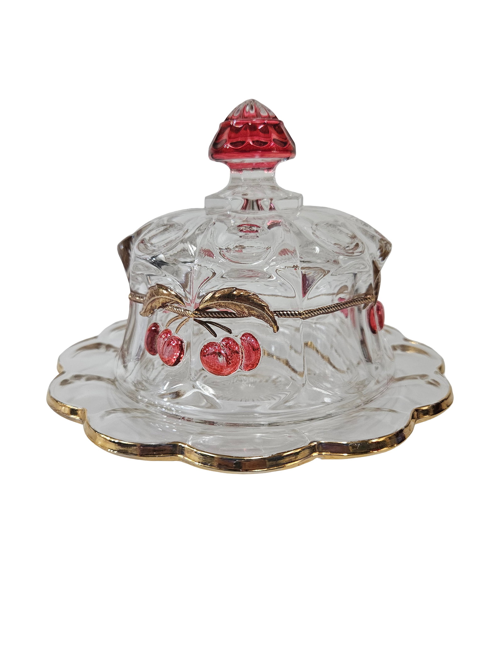 Vintage Cherry Pattern Glass Tableware - 6