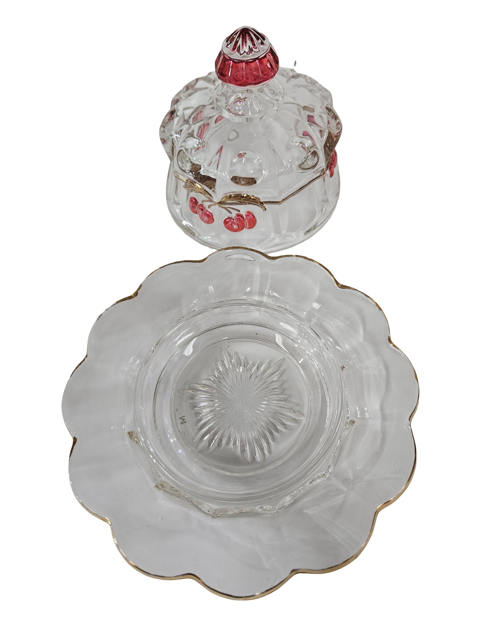 Vintage Cherry Pattern Glass Tableware - 7