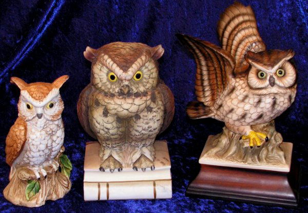 Vintage Japanese Ceramic Owls Saxony Co.: Made by Saxony Co., Andrea by Sadek Japan, Norleans Japan. All in Exl. condition.