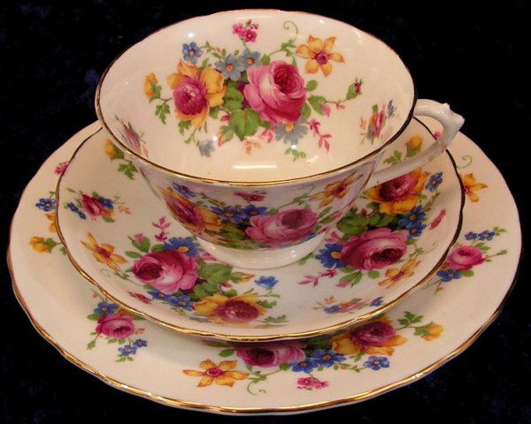 Royal Chelsea England China Tea Cup Set of 3: Three Piece China Set Tea Cup, Plate, Saucer set. Royal Chelsea England.