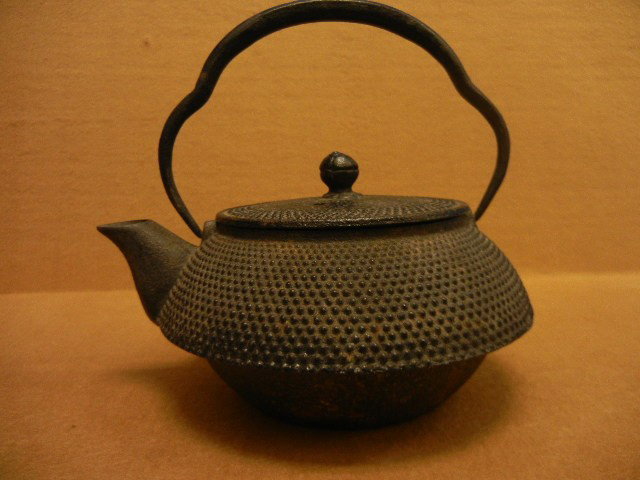 Antique Asian Metal Tea Pot: Antique Metal Tea Pot, Asian, with Several Pieces