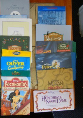 Disney Lithographs of Cartoon Film Charac: Set of Disney Lithographs Cartoon Characters and Animated Films 18 in Total Aladdin Hunchback of Notre Dame Bambi BEauty and the Beast Jungle Book Atlantis Aristocats The Great Mouse Detective Pocohan