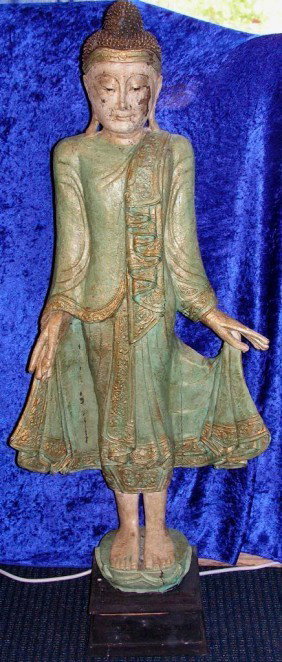 Antique Amarapura Burmese Buddha Statue 4 f: Beautiful Antique Burmese Amarapura Buddha Statue, Quite Rare, Came from Famous Computer Executive Estate who had Landlords who were Global Antique Dealers. This Statue is 55 inches tall and is quite 