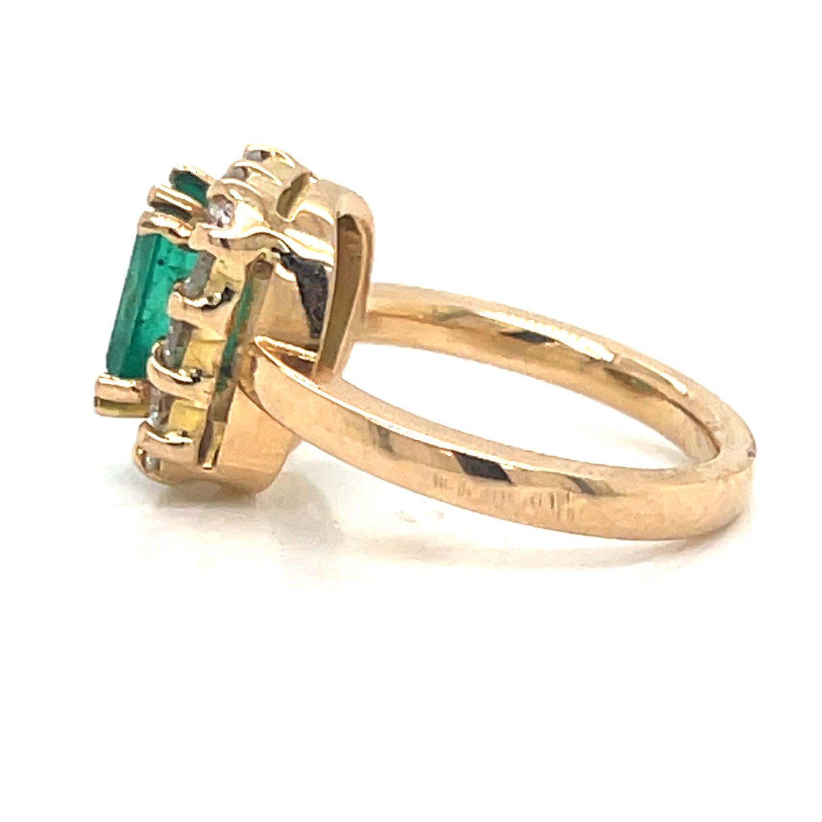 Yellow Gold Emerald Diamond Ring - 2