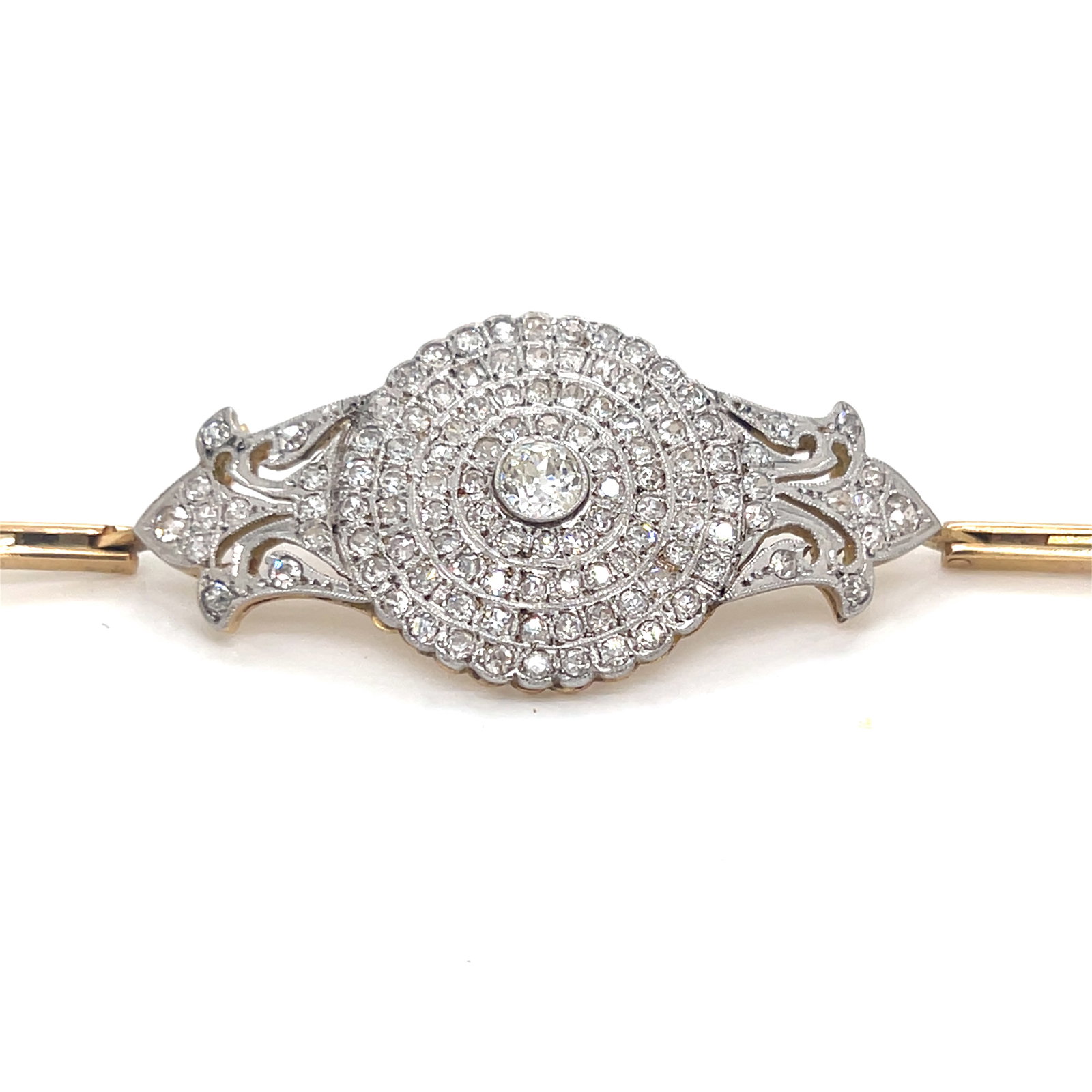 18k Edwardian Diamond 18k Bracelet: 18k Yellow Gold Weight 16.3gr Measurements 7”x1” Edwardian Old Miner Diamond Approx 2ct Vs1 H 18k Yellow Gold Bracelet