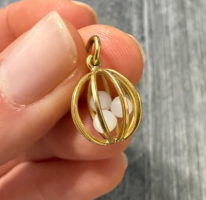 Vintage 14K Gold Caged Ball Charm with Shaker Beads (1 of 1)
