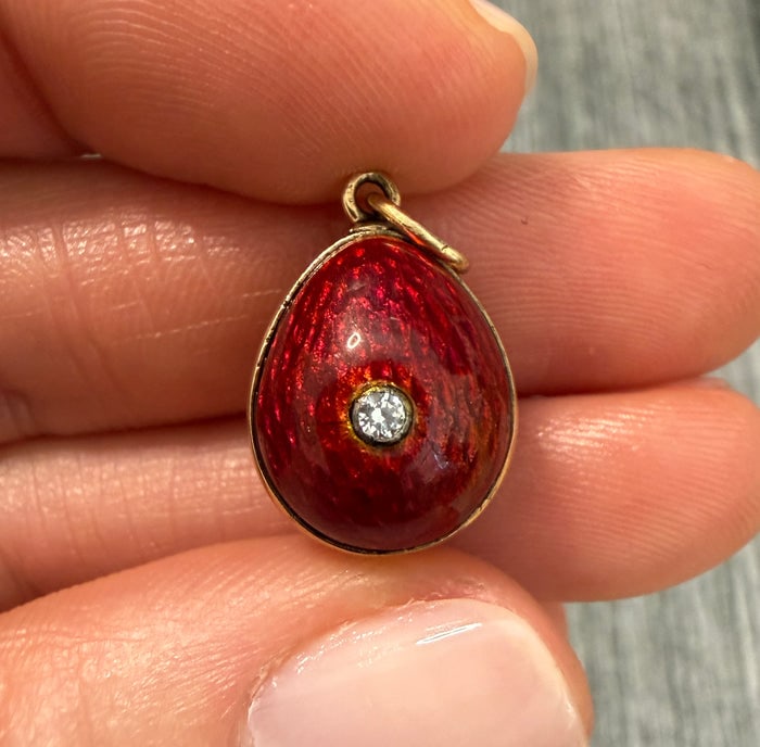 Red Enamel and 14K Gold Egg Charm (S) (1 of 1)