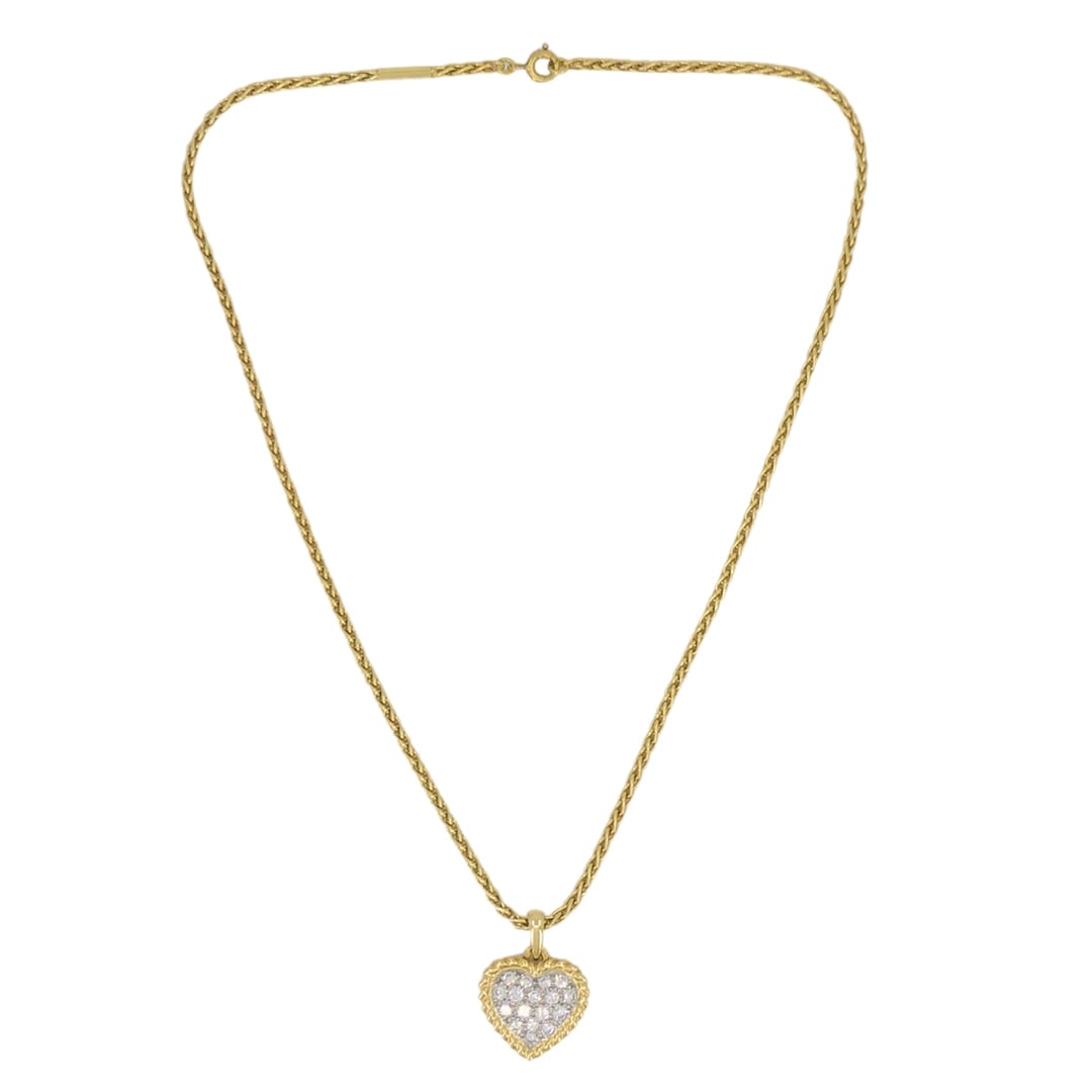 Van Cleef & Arpels Diamond Heart Pendant Necklace: 18k Gold Platinum Certificate of Authenticity