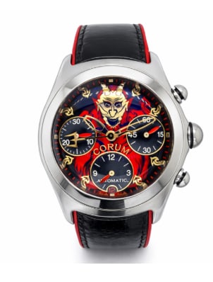 CORUM Stainless Steel Lucifer Limited Edition Watch: A collector's timepiece from the "Bubble" series, featuring the iconic Lucifer dial. Limited edition and highly sought after by watch enthusiasts.