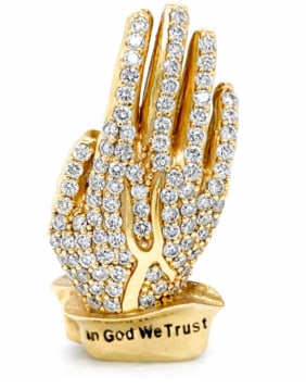 18K Yellow Gold Praying Hands Diamond Pendant (1 of 1)
