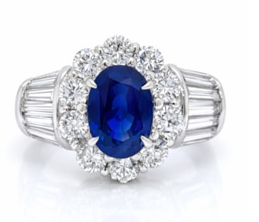 Platinum GIA Certified Ceylon No-Heat 2.21 Ct. Sapphire & Diamond Ring (1 of 1)