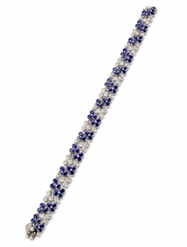 JEAN VITAU Platinum Diamond & Sapphire Bracelet (1 of 1)
