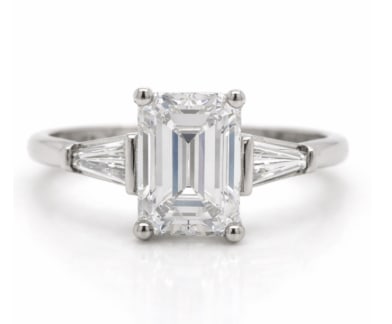 1960’s BAILY BANKS & BIDDLE Platinum GIA Certified 1.57 Ct. Emerald-cut Diamond Ring: Platinum; 1960s Baily Banks & Biddle, GIA Certified 1.57 Ct. Emerald-cut Diamond.