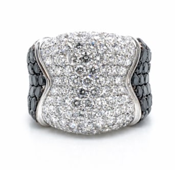 DE GRISOGNO 18K White Gold Black & White Diamond Ring (1 of 1)