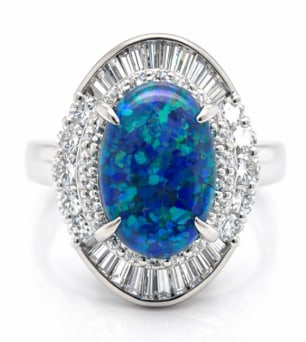 Platinum 2.49 Ct. Opal & Diamond Ring (1 of 1)
