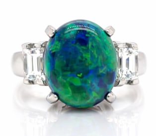 Platinum 3.53 Ct. Opal & Diamond Ring (1 of 1)