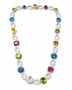 18K White Gold Diamond & Semi-Precious Stone Necklace (1 of 1)