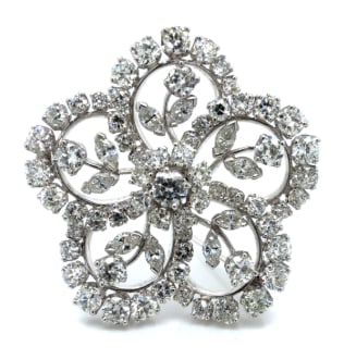 1950’s Platinum 11.60 Ct. Diamond Flower Brooch: Platinum; 1950's vintage Flower motif with 11.60 Ct. of Diamonds.