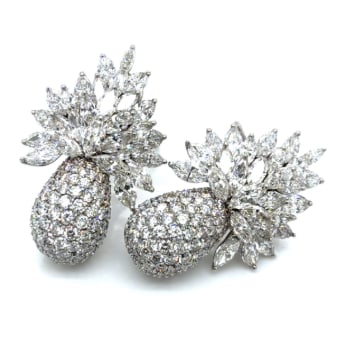 Platinum 37.50 Ct. Diamond Earrings with Interchangeable Bottoms: Platinum; 37.50 Ct. total weight Diamonds with versatile interchangeable bottoms.