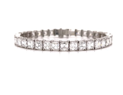 Art Deco Platinum 24.50 Ct. Ascher-cut Diamond Bracelet (1 of 1)