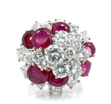 OSCAR HEYMAN 1960’s 18K Yellow Gold & Platinum Burma Ruby and Diamond Ring (1 of 1)