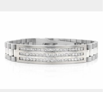 18K White Gold 4.10 Ct. President-style Diamond Bracelet (1 of 1)
