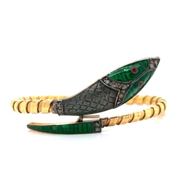 Victorian 18K & Silver Snake Bangle Bracelet (1 of 1)