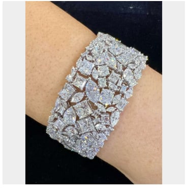 Platinum GIA Certified 94.25 Ct. Diamond Bracelet: Platinum; GIA Certified, featuring a massive 94.25 Ct. of Diamonds.