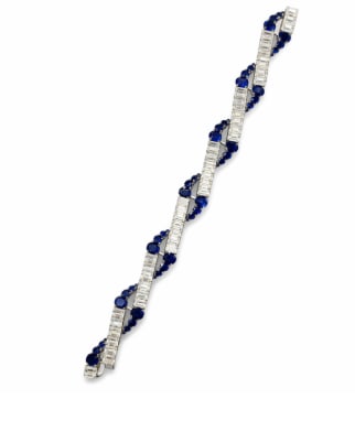 Art Deco Platinum Sapphire and Diamond Bracelet (1 of 1)