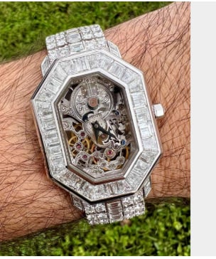 Corum 18K White Gold Diamond Octagonale Watch: 18K White Gold; Diamond-set Octagonale model by Corum.