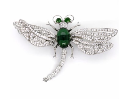 18K White Gold Tourmaline & Diamond Dragonfly Entremblant Brooch (1 of 1)