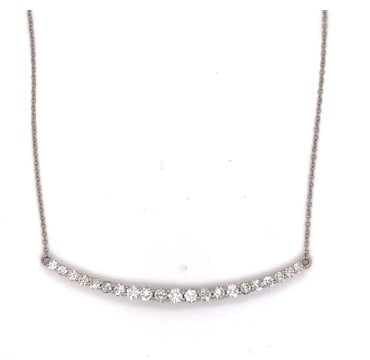 18K White Gold 1.35 Ct. Diamond Necklace: 18K White Gold; elegant necklace with 1.35 Ct. of Diamonds.