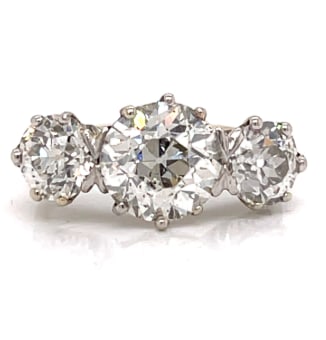 Art Deco Platinum 4.15 Ct. 3-Stone Diamond Ring (1 of 1)