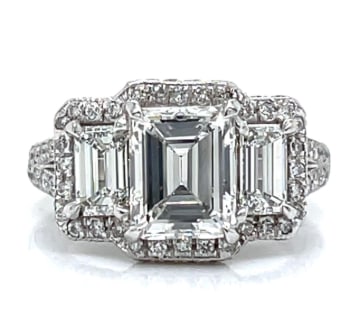 Platinum GIA Certified Emerald-cut 3-Stone Diamond Ring (1 of 1)