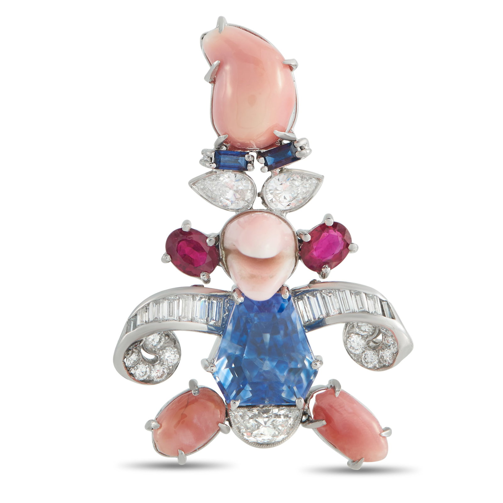 18K White Gold 1.40ct Diamond and Sapphire Brooch MF53-031726: 18K White Gold 1.40ct Diamond and Sapphire Brooch MF53-031726