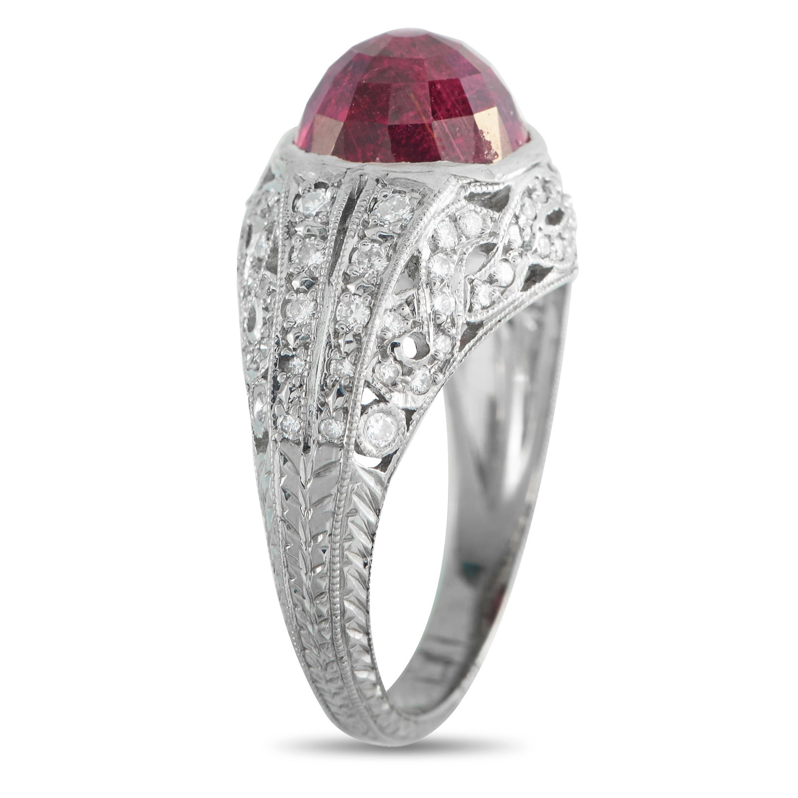 Platinum 0.30ct Diamond and Rubellite Ring MF41-031726 (1 of 1)