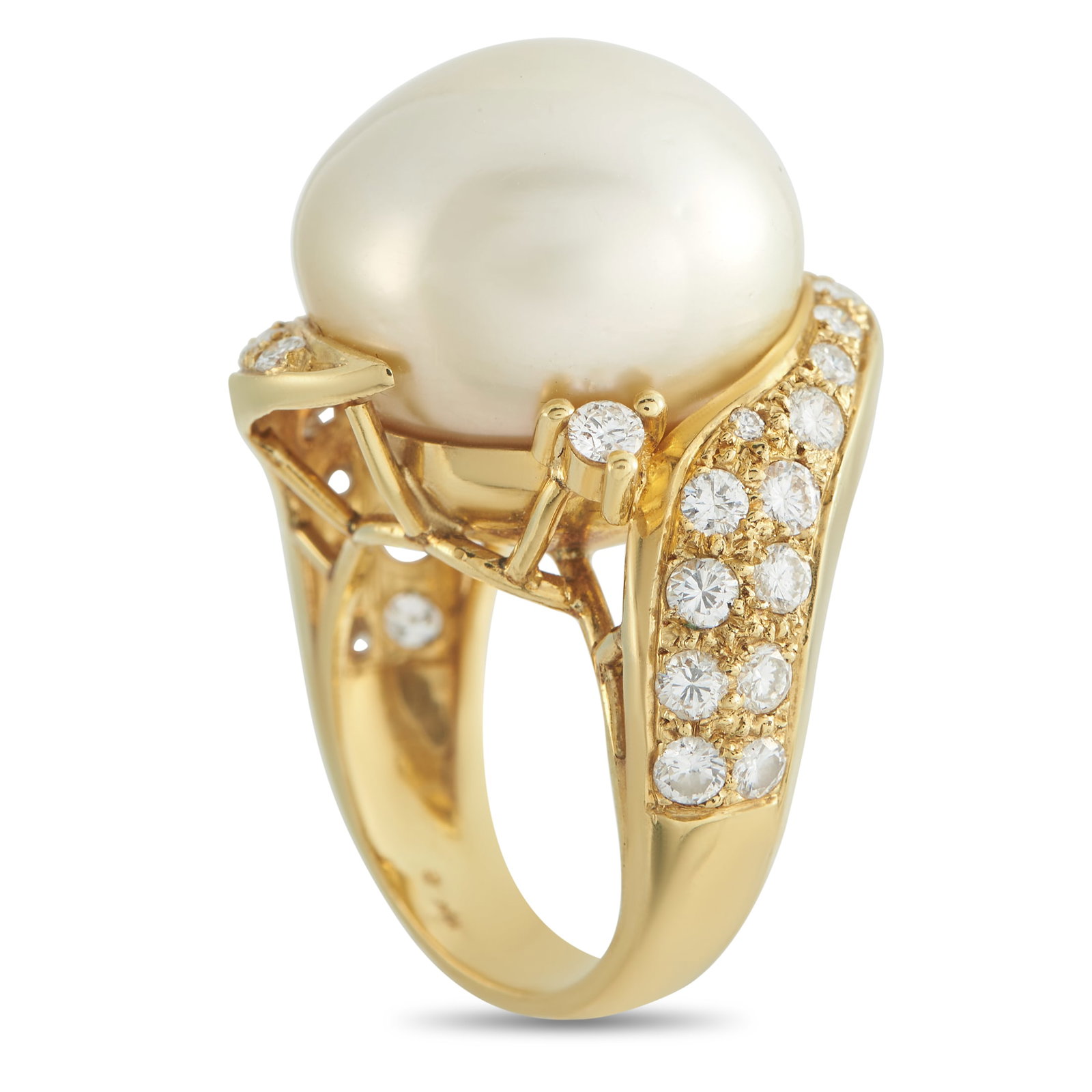 18K Yellow Gold 1.20ct Diamond and Pearl Ring MF08-031726 (1 of 1)