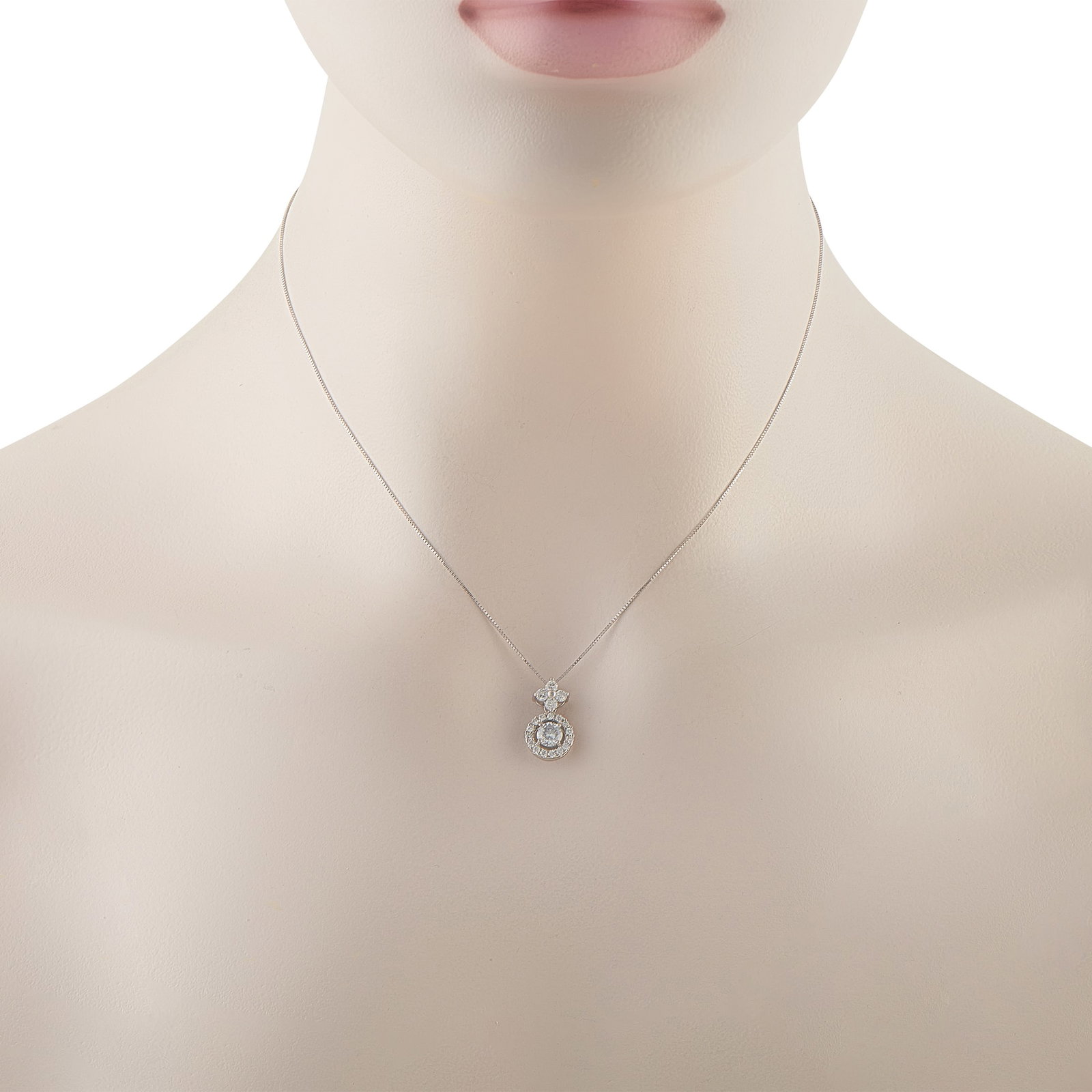 18K White Gold 0.95ct Diamond Pendant Necklace MF30-031626: 18K White Gold 0.95ct Diamond Pendant Necklace MF30-031626